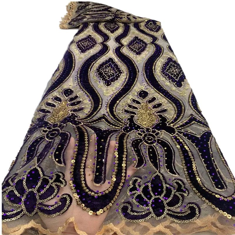

African Lace Fabric 2021 Embroidered High Quality Nigerian French Tulle Lace Fabric Lace With Sequins Stones For Wedding ZX1210
