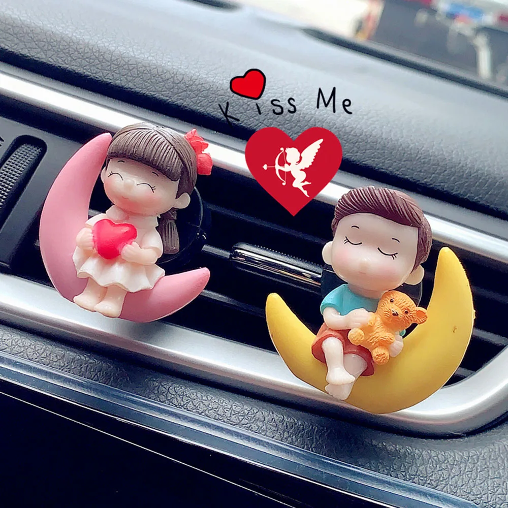 

Lovely Couple Girl Boy Car Air Vent Freshener Essential Oil Perfume Clip Scented Aromas Diffuser Decor Auto Interior Accessories