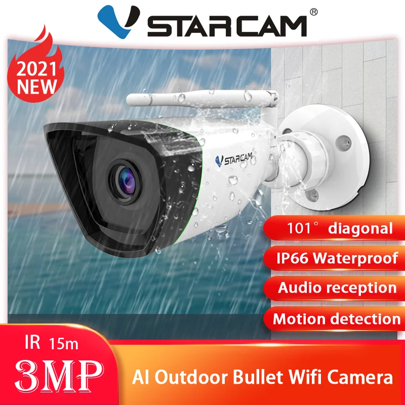 

Vstarcam 3.0MP HD Lens AI Outdoor Bullet Wifi Camera IP Surveillance Security Camera IR Motion Alarm IP66 Waterproof CCTV Camera
