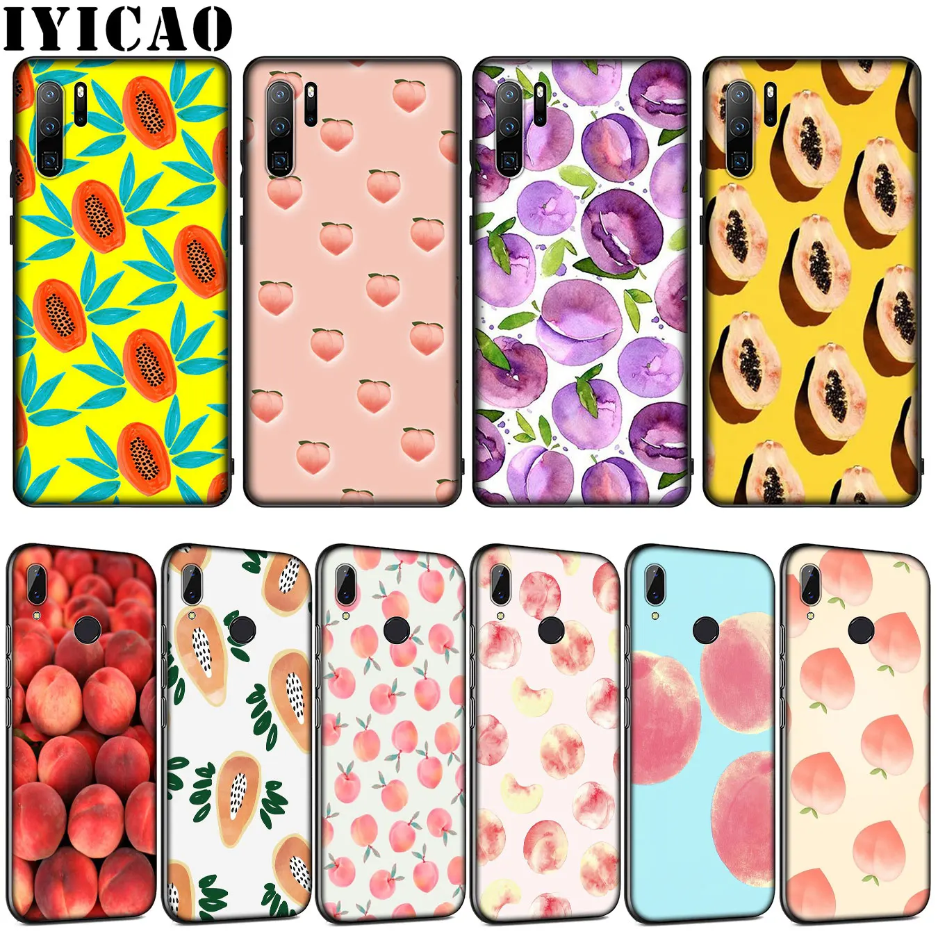 Мягкий силиконовый чехол IYICAO peach papaya для Huawei P30 P20 Pro P10 P9 Lite Mini 2017 2016 P Smart Z Plus