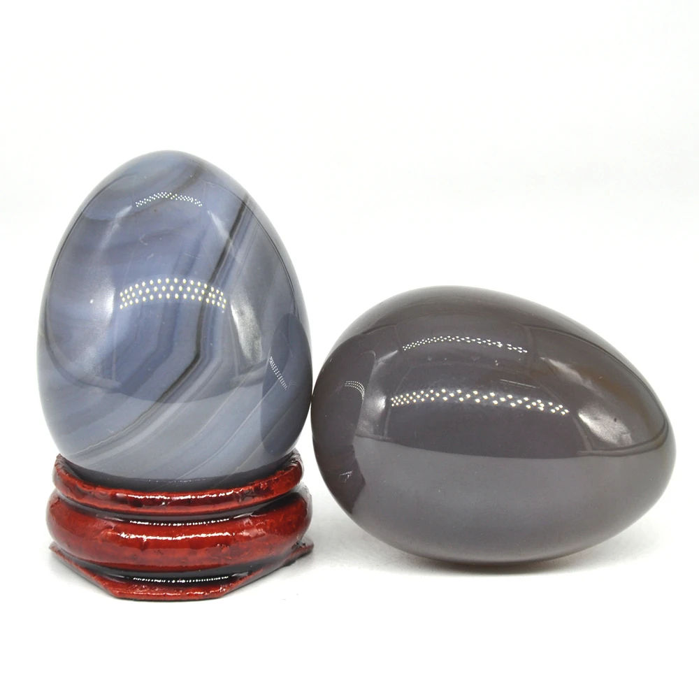 

30x40mm Grey Agate Egg Shaped Stone Healing Natural Crystal Kegel Massage Accessory Minerale Gemstone Home Decoration
