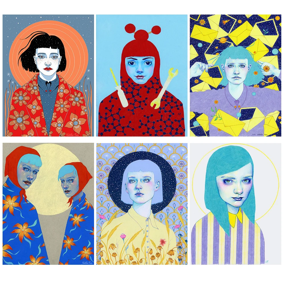 

Gothic girl Colorful Portrait Man Nordic Poster Wall Art Canvas Painting Wall Pictures For Living Room Home Decor Unframed