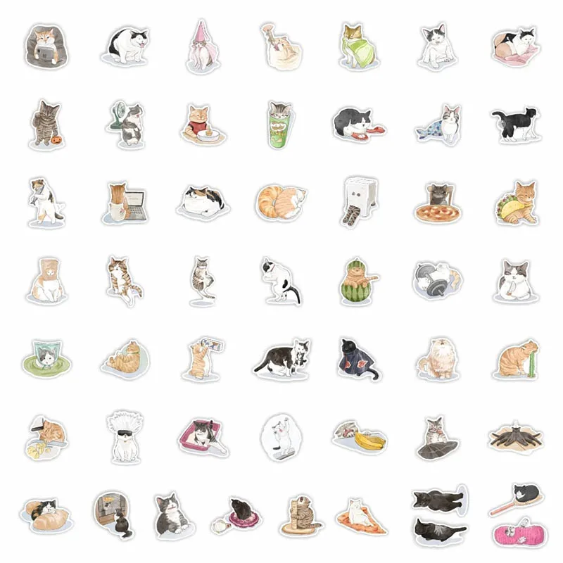 103050pcs cute cats animal cartoon stickers graffiti decals phone scrapbook diary laptop bike car waterproof sticker for kids free global shipping