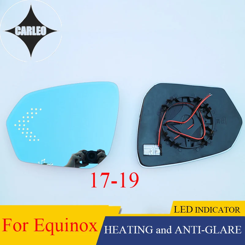 

Зеркало бокового вида для Chevy Equinox, 2017, 2018, 2019, голубое HD Стекло, большой обзор, с функцией нагрева светодиодный светодиодным индикатором