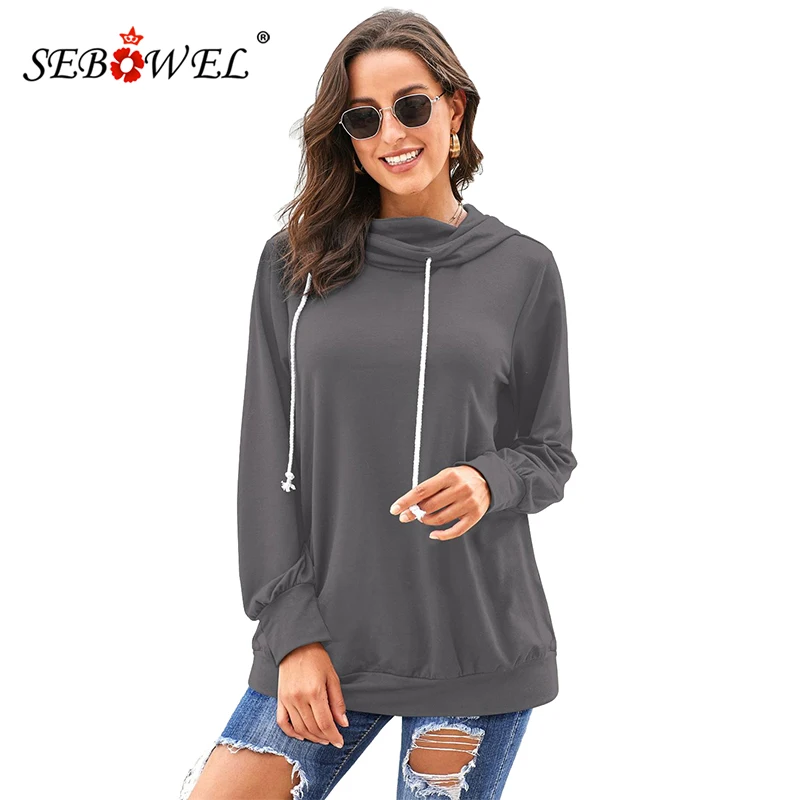 SEBOWEL Осень зима Женская Повседневная Толстовка с капюшоном и длинным рукавом
