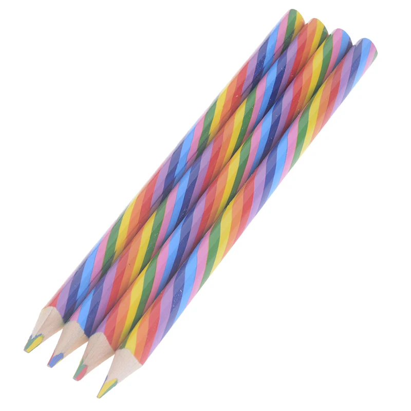 

4pcs/lot New Rainbow Pencil Wood Environmental Protection Pencil Bright color Appearance Pencil School Office Writing Pencil