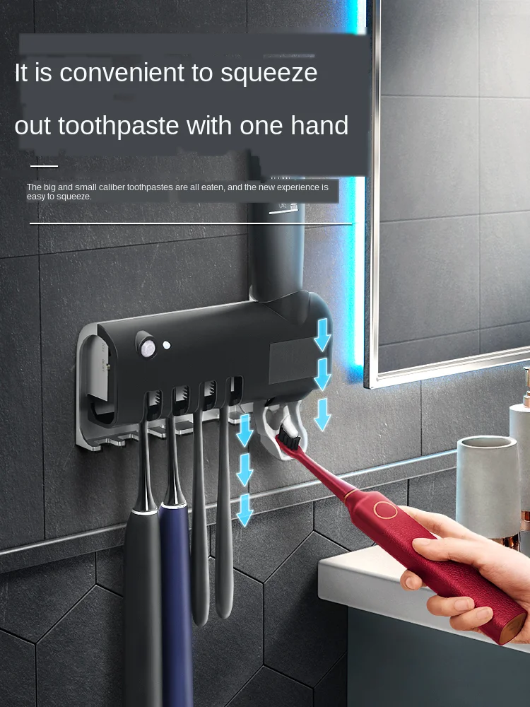 

Photocatalyst material intelligent toothbrush sterilizer stable ultraviolet sterilization punch-free toilet wall-mounted storage