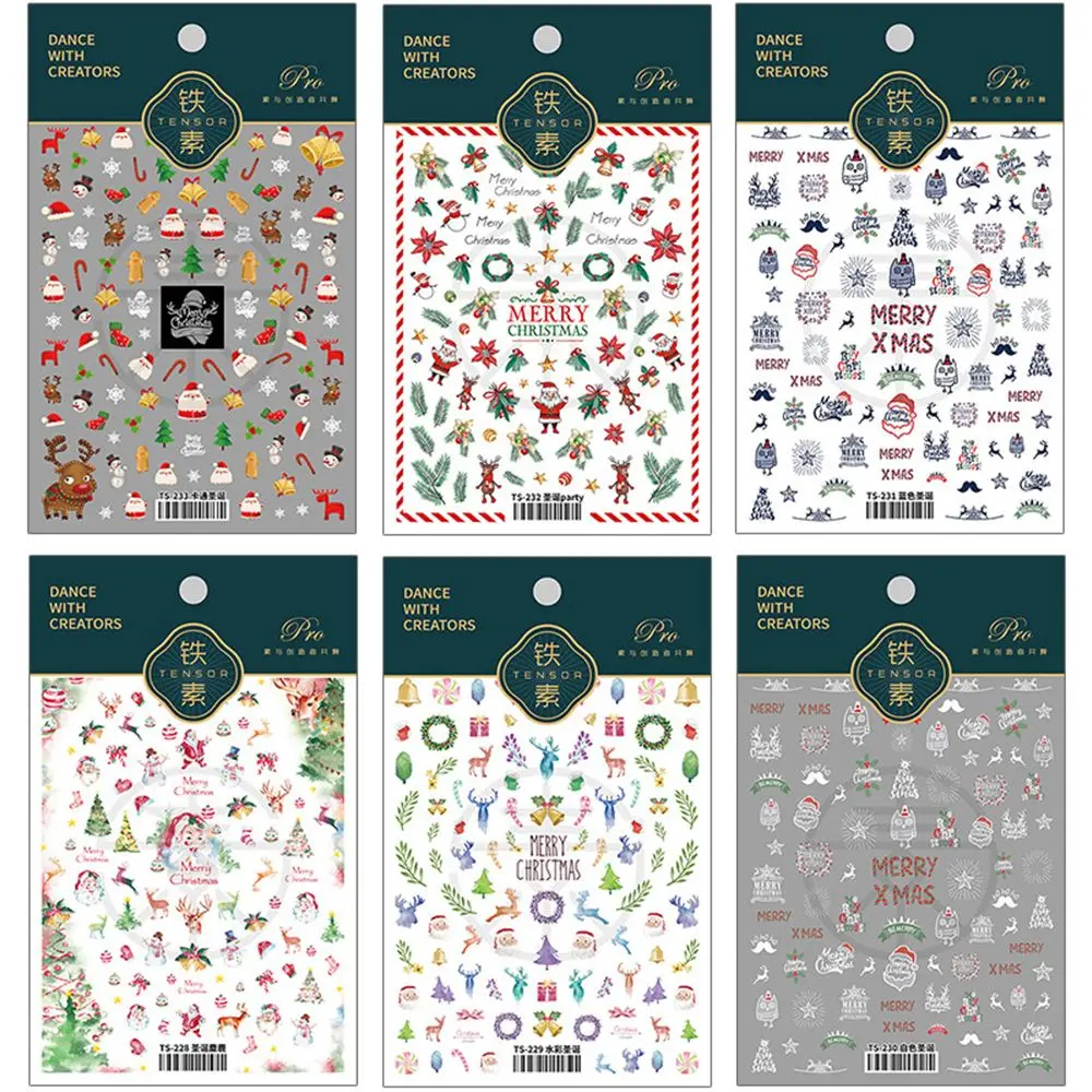 

Рождественские 5D тисненые наклейки для ногтей, рождественские наклейки для ногтей, рождественские наклейки для ногтей, наклейки для ногтей...