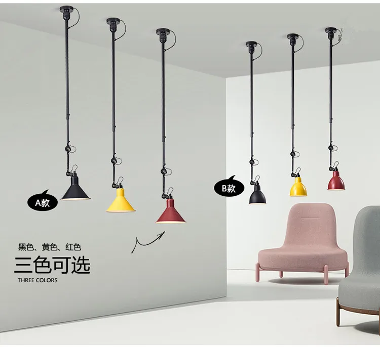 Swing Telescopic Long Rod Ceiling Lights Industrial Style lamps LED Lighting for Bedside Dining Room Living Bar | Лампы и освещение