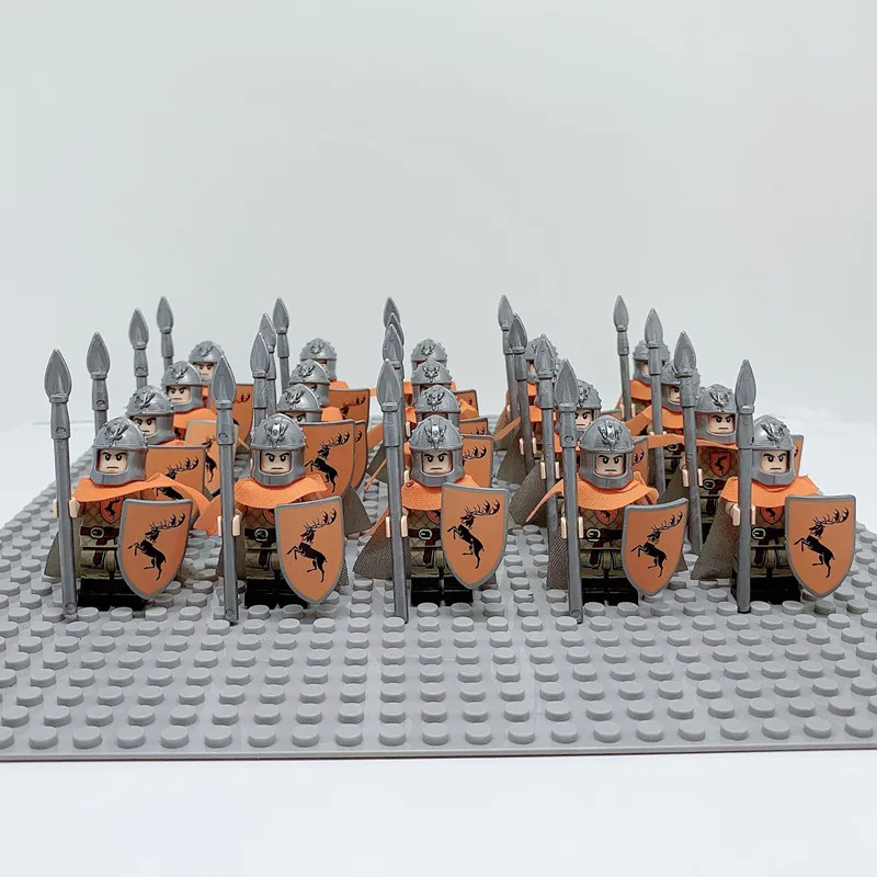 XP215 20PCS 20 шт. строительные блоки игрушки Дети средневековый замок Красный Лев Золотая Корона Рыцари король Solider щит меч - Цвет: XP215 20PCS