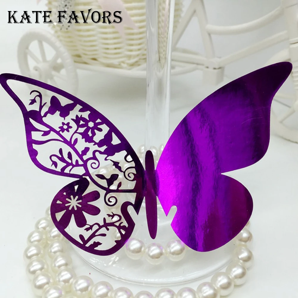 50 шт. свадебные карты блестящие серебристые/Золотые/фиолетовые/зеленые в форме