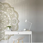 White Mandala Wall Art Vinyl Sticker Half Mandala Wall Decor Home Studio Bedroom, Flower Mandala Decal, Henna Design Decal MT31