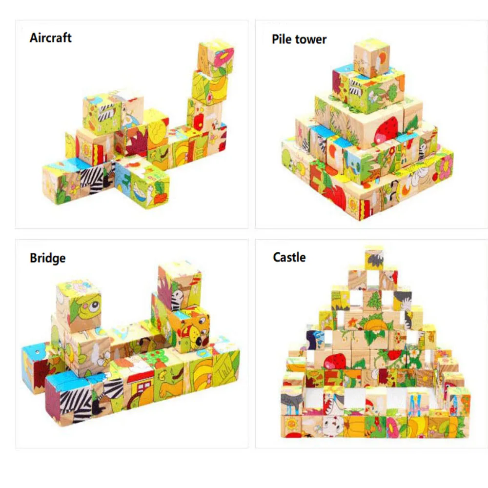 3D игрушки деревянные пазлы с изображением 6 лиц Детские Игрушки для раннего