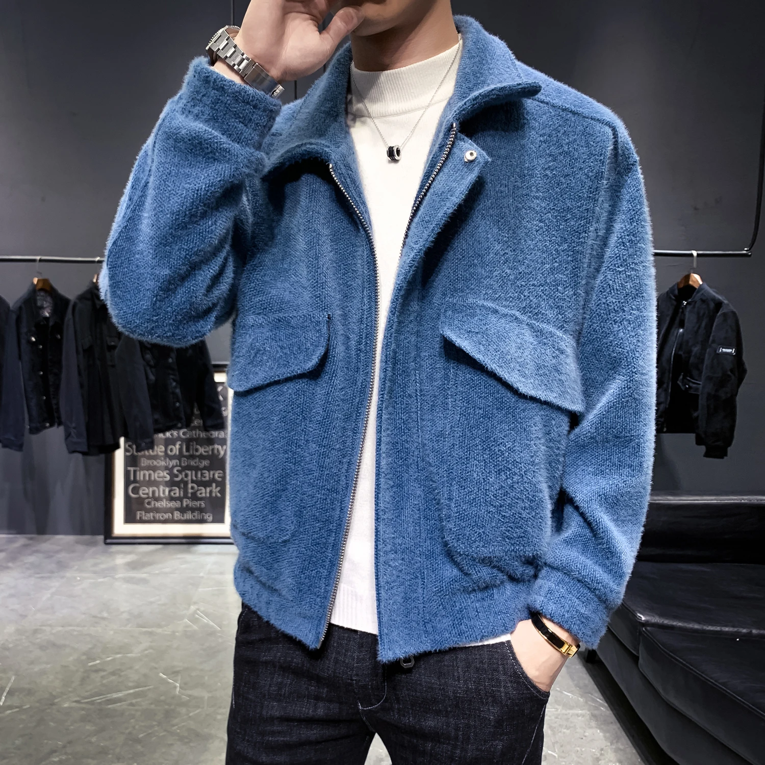 Новинка Зима 2019 модная одежда в меховом стиле короткое повседневное шерстяное