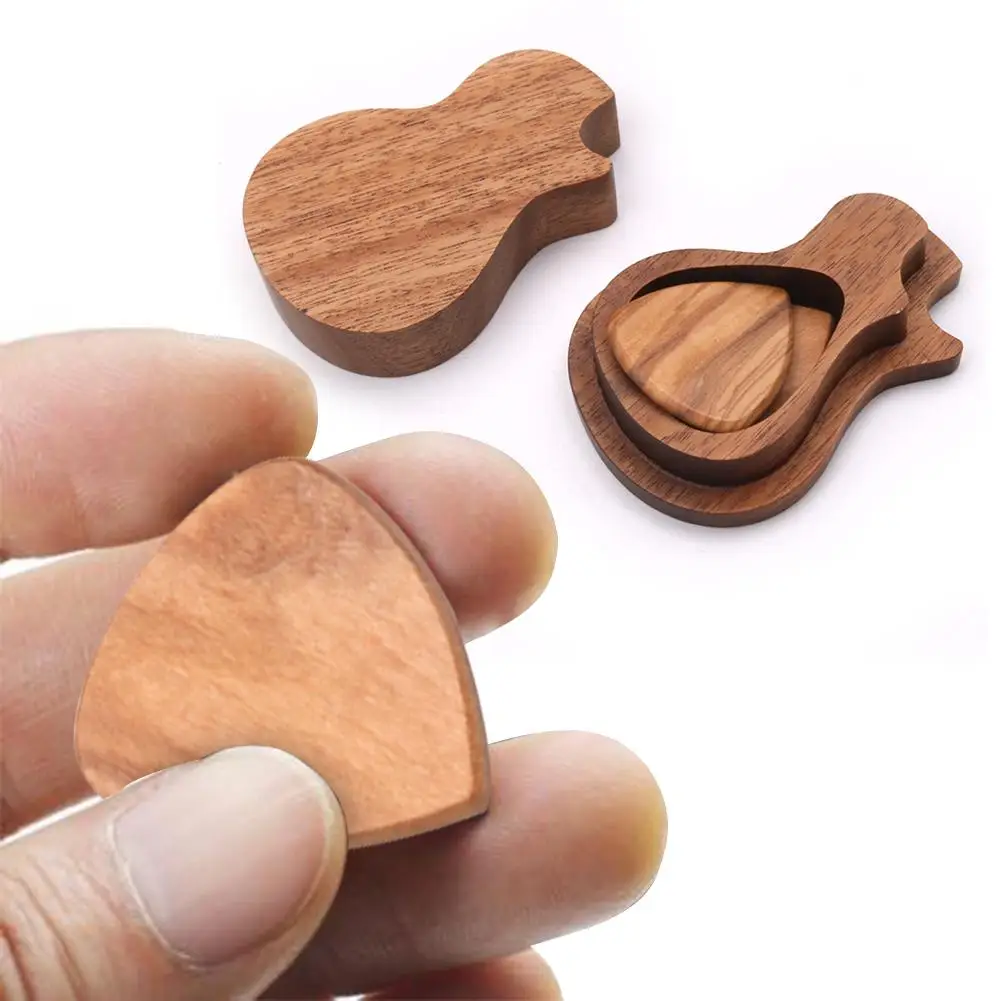 

Guitar Pick Wearable Wooden Picks For Guitar Bass Mandolin Banjo Ukulele Boxed Suit Of Guitar Pick With Guitar Shape Box