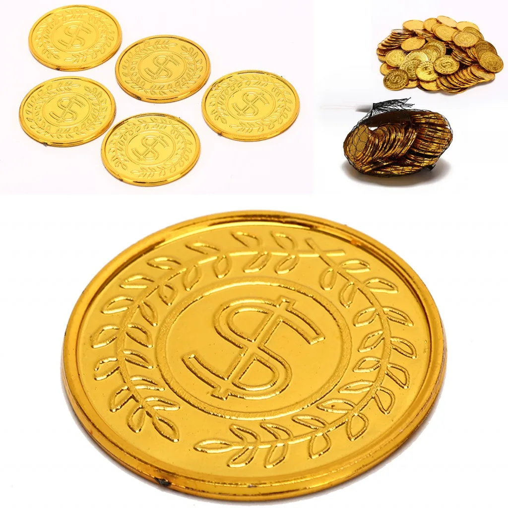 

100pcs/pack Poker Casino Chips Bitcoin Model Bitcoin Gold Plating Plastic Gold Coins Pirate Treasure Game Poker Chips