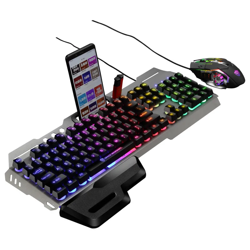 

Wired luminous keyboard and mouse set Manipulator feel game breathing light keyboard and mouse set