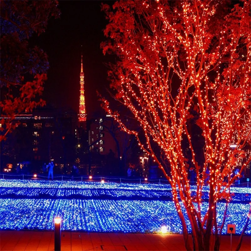 Красный Год Navidad 10 м 100LED огни Рождественские украшения с рождественской елкой украшения для дома вечерние украшения Noel, Q - Цвет: Красный