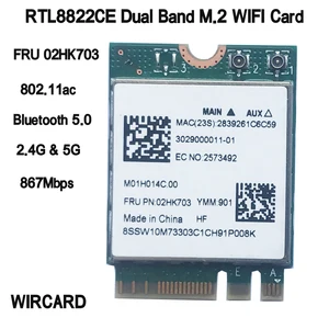 Беспроводная карта RTL8822CE 802.11AC WiFi + BT 5,0 NGFF FRU 02HK703 для Lenovo E460 E465 E470 E475 E560 E570