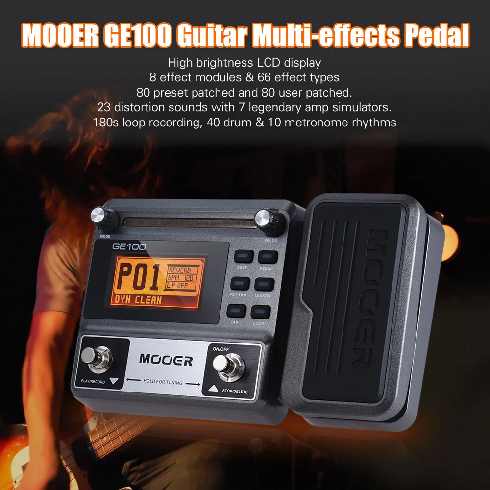 

MOOER GE100 Guitar Pedal Multi-effects Processor Effect Pedal with Loop Recording(180 Seconds) Guitar Effect Pedal
