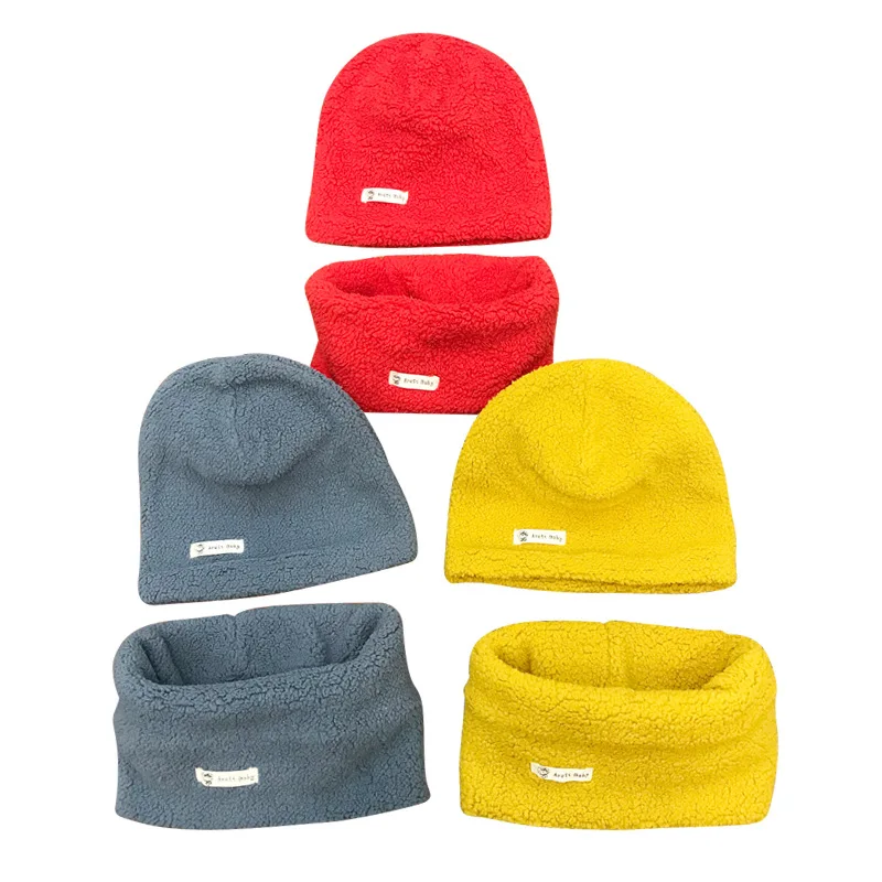 Осенне зимний детский комплект из шапки и шарфа толстая теплая плюшевая детская