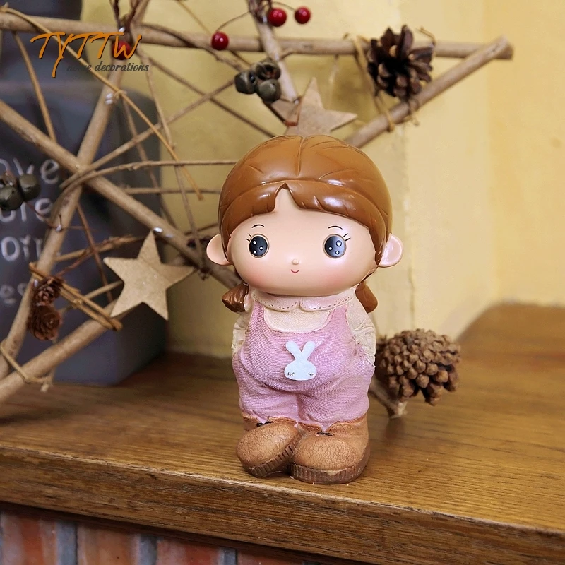 

Lovely Pink Suspenders Girl Piggy Bank Resin Ornament Gift Money Box Money Bank Coin Bank Coin Box Cash Box Saving Box Moneybox