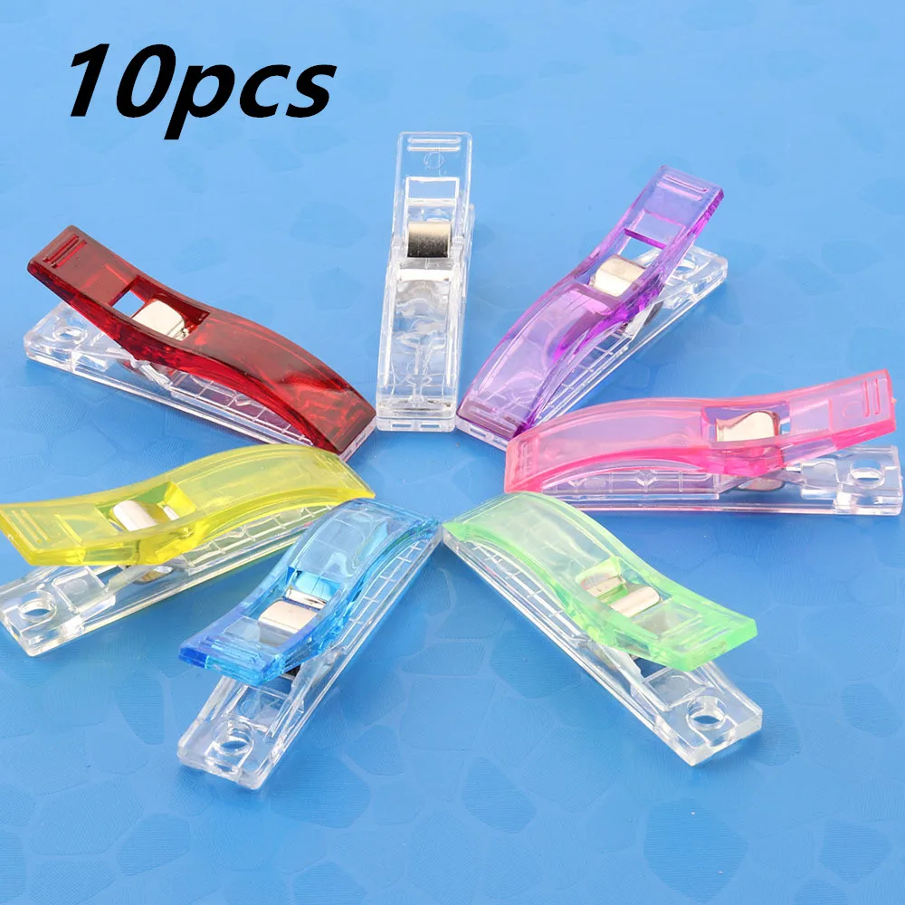 10pcs-L 10/20 штук Пластик рукоделие 2 размерная застежка ткань связывания зажимы для лоскутное шитье Вязание(разные цвета - Цвет: 10pcs-L