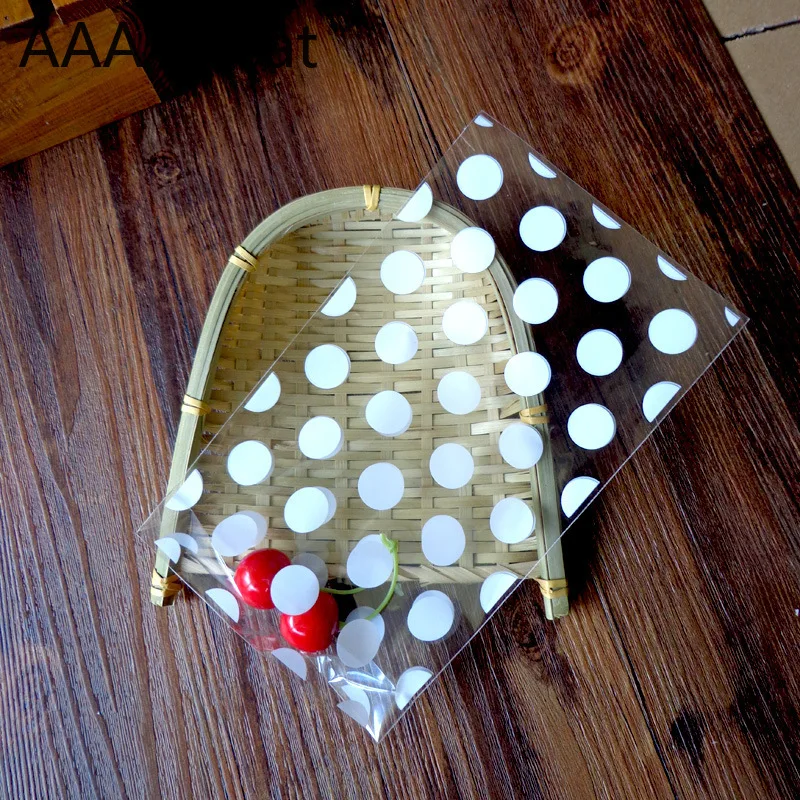 100 шт./лот пластиковая прозрачная целлофановая Подарочная сумка в горошек для