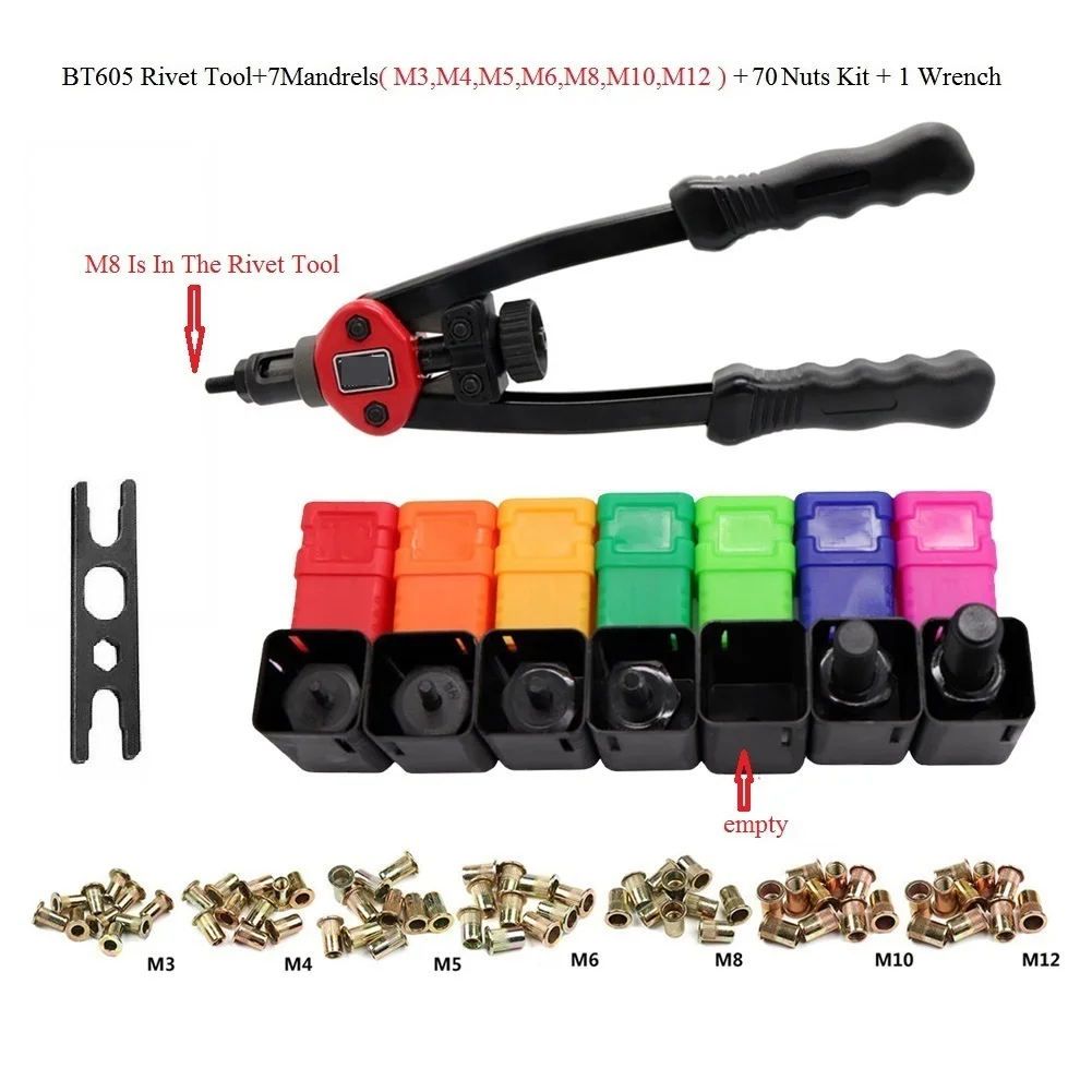 

Professional Nut Tool Nut Tool M3- M12 Rivet Repair Set Practical Brand new