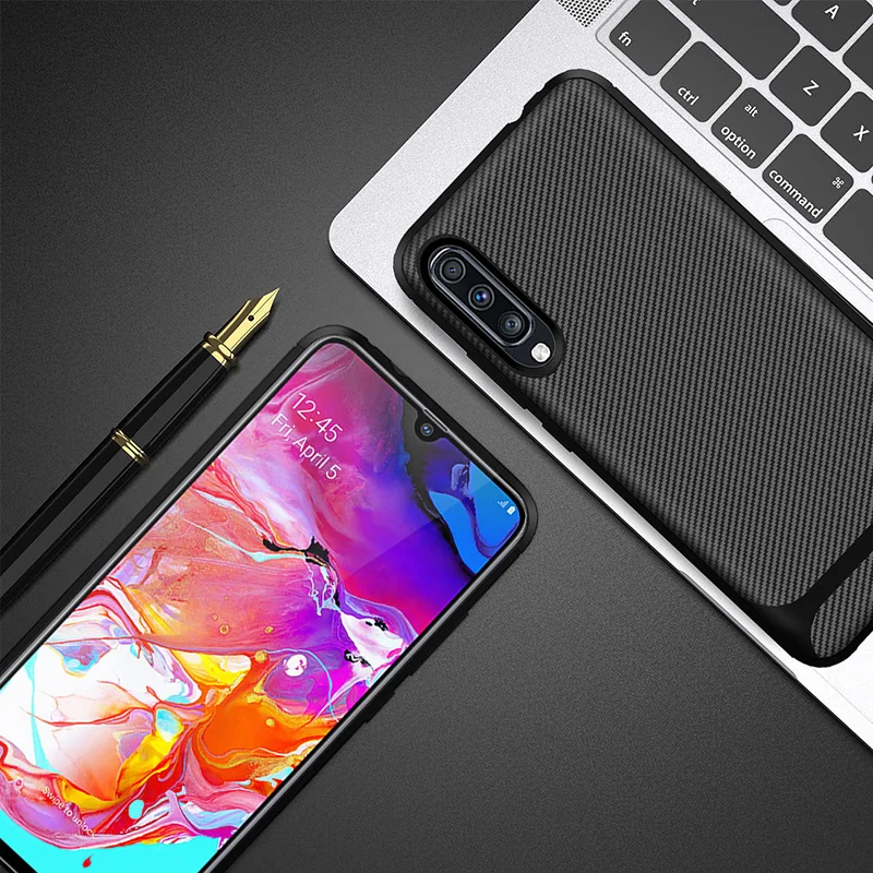 Carbon Fiber case For Samsung Galaxy A71 A70 A51 A50 A40 A20 A20E A10 A20S A30S S10e Note 10 Plus soft Silicone Shockproof Cover | Мобильные