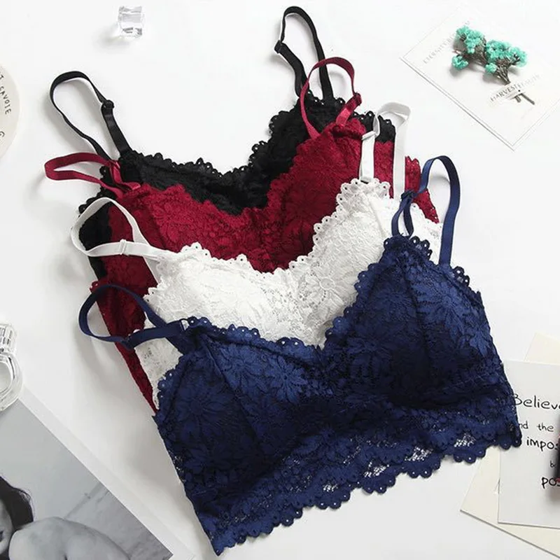 

2020 New Arrival Wireless Women BrFull Cup Sexy Lace Push Up Bra For Women Plus Size Soft Bralette Solid Black White Underwears