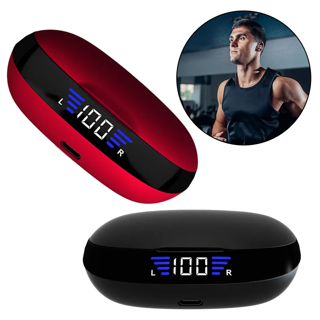 

Earphones Bluetooth-compatible Wireless Headphones With Microphones Sport Ear Hook HiFi Stereo Earbuds sweatproof Headsets