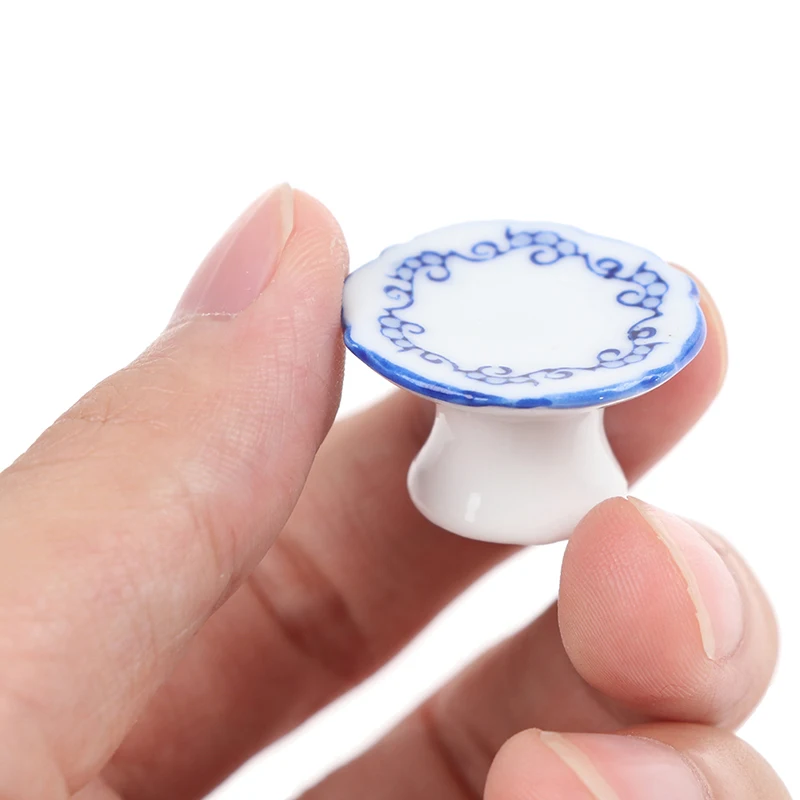 

Кукольный домик горячая Распродажа 1:12, миниатюрные фарфоровое блюдо для фруктов, кухонные аксессуары для кукольного домика, наклейки, имит...