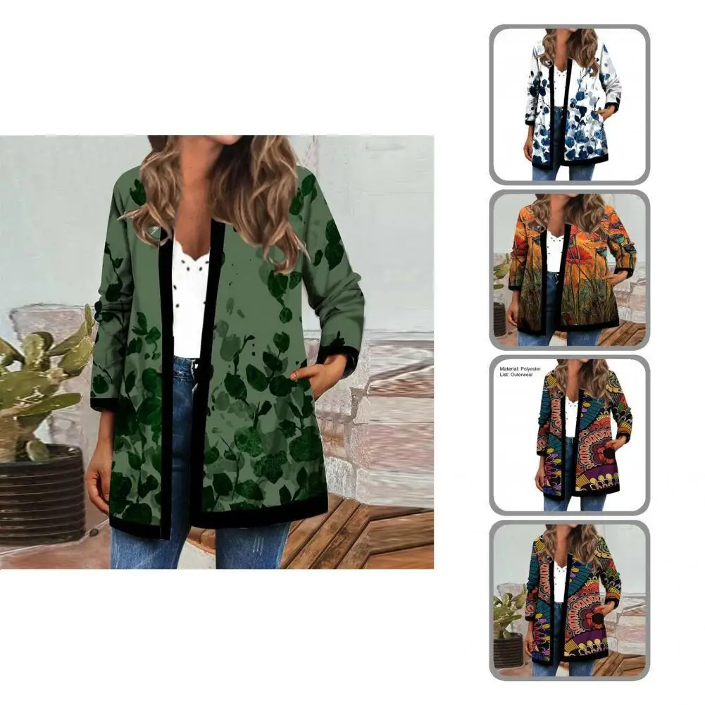 

Wear Resistant Soft Ethnic Style Vintage Floral Printed Tunic Jacket for Holiday