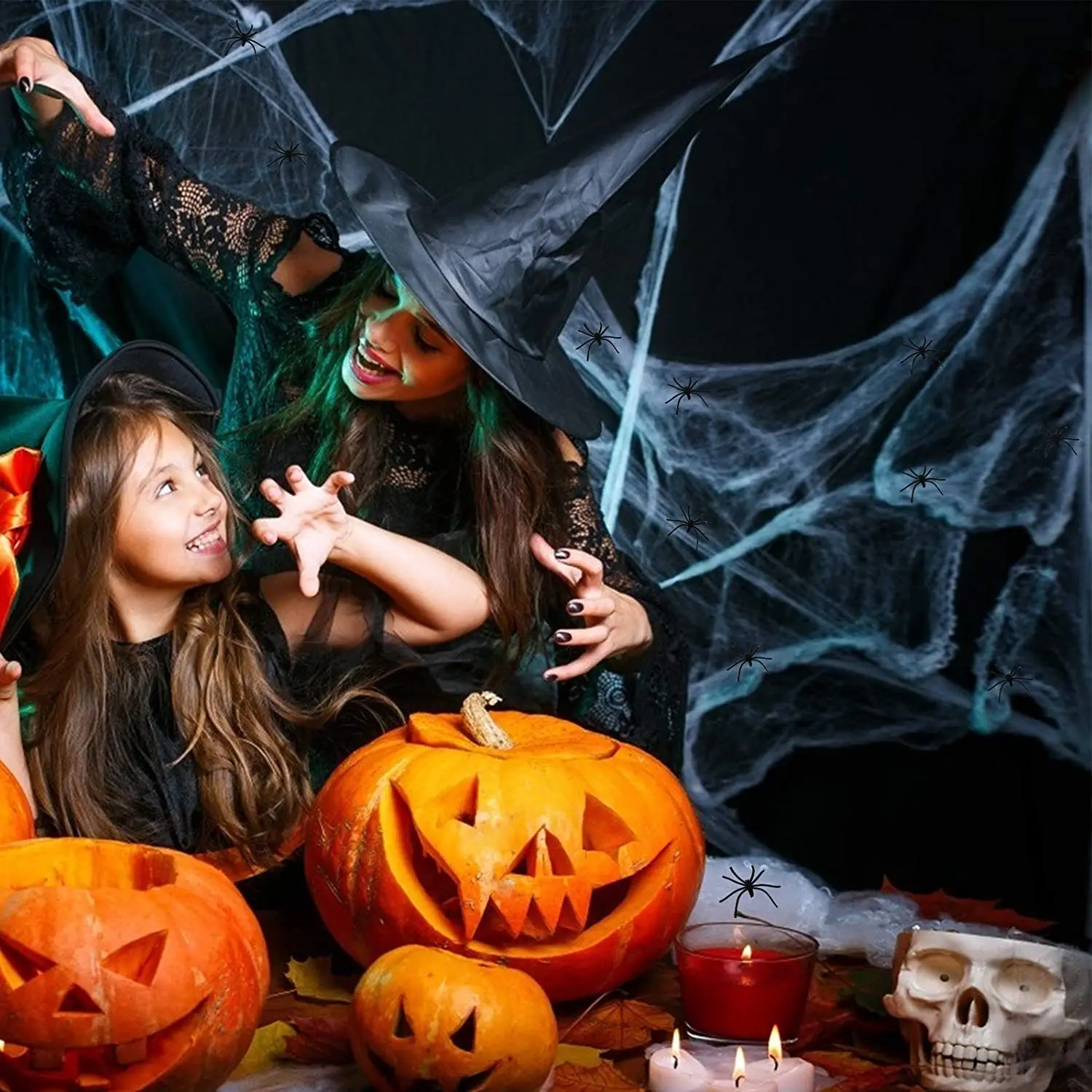 

METABLE 10SET Black Creepy Cloth Spooky Halloween Decoration with White Cobweb for Doorways Entryways Window Haunted House