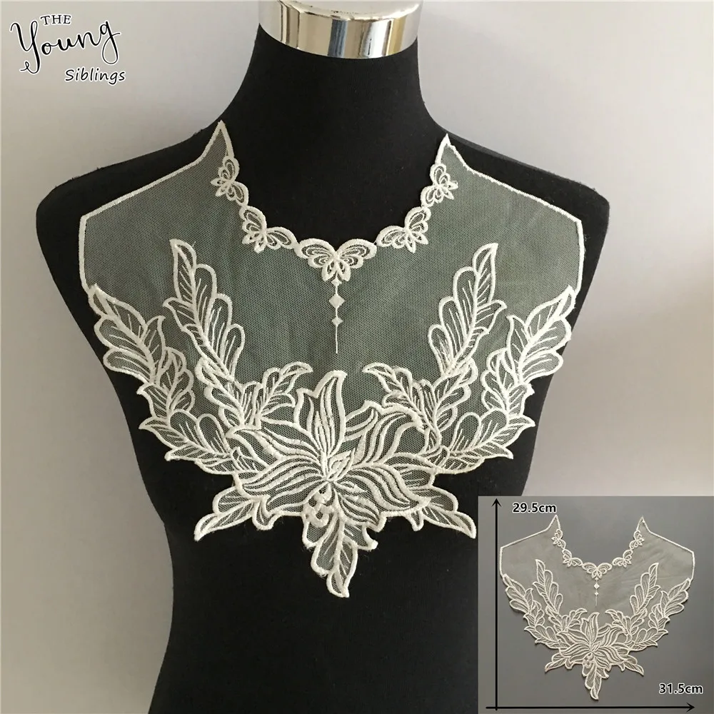 Белая органза кружева ткань вышивка декольте DIY тюль Воротник Аксессуары для