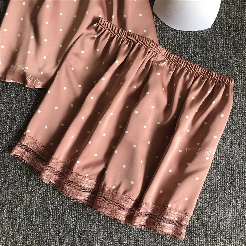 

BZEL Home Clothes For Women Cute Polka Dot Women's Sleepwear Sexy Satin Pajama Set Cami Top And Shorts For Summer Pyjama Femme