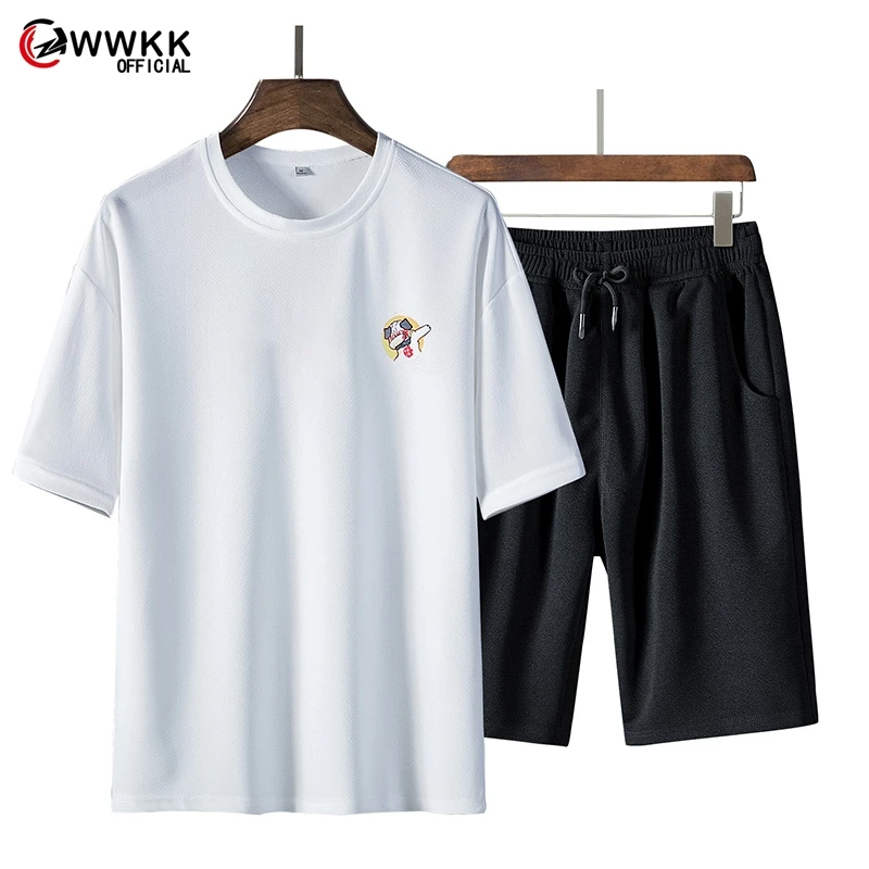 Мужской повседневный пляжный костюм с коротким рукавом и шортами | Мужская