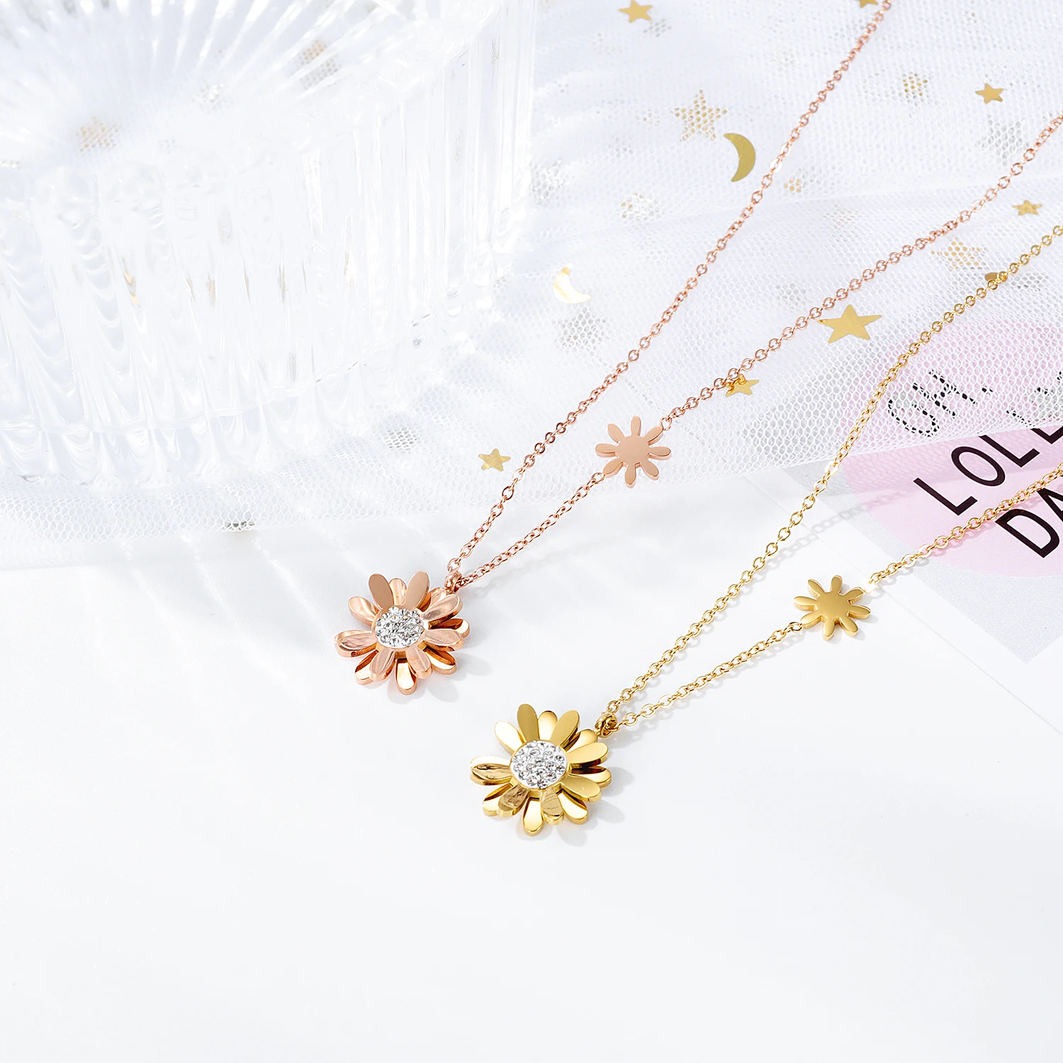 OPK женское колье до ключицы 2020 тройной Кристалл кулон в виде ромашки звено цепи из