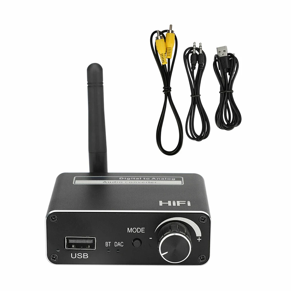 

Audio Converter DAC Digital to Analog Toslink Optical Coaxial L/R RCA 3.5mm AUX Bluetooth-Compatible 5.0 Receiver for HDTV Box