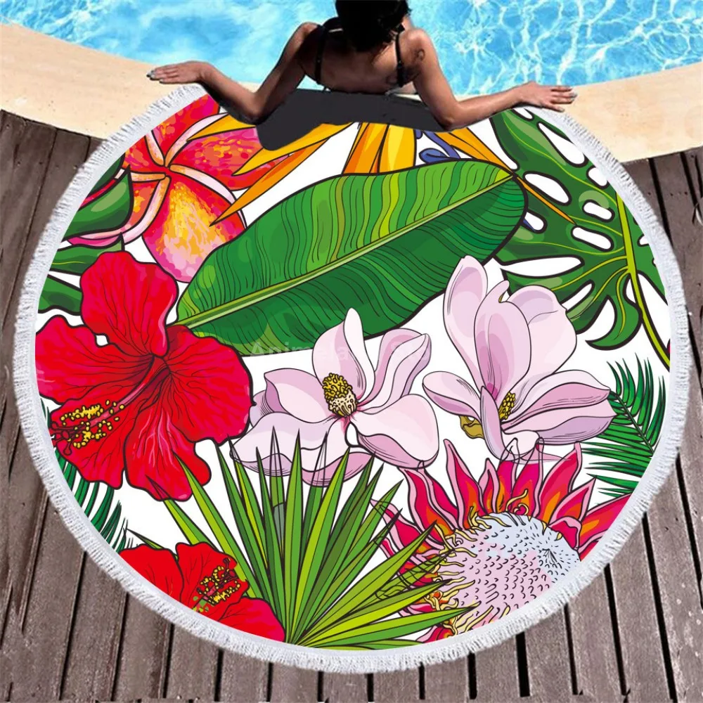 Пляжное полотенце с тропическими листьями Ins 3d изящное банное из микрофибры
