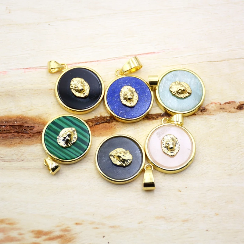 Аметисты пчелы Лев Роза кварцс Lapis Амазонит черный оникс Агаты монета круглые