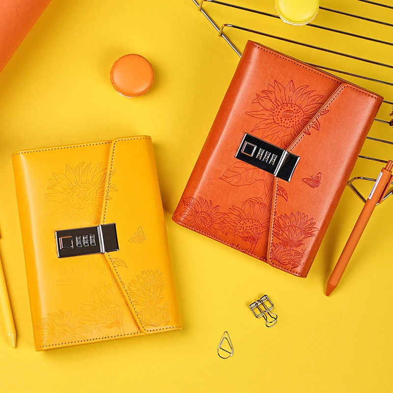 

Binder Notebook with Lock Rings Notepad A6 Diary Stationery Agenda Planner Journal Kawaii Office Sketchbook Password Note Book