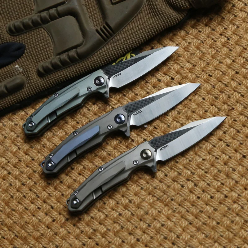 Складной мини нож VENOM С флиппером и шарикоподшипником лезвие M390 ручка из титана