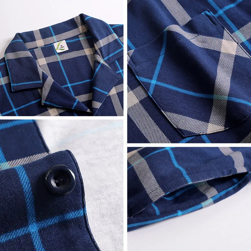 Мужская пижама зима осень длинный рукав пижамный комплект 100% Хлопок Ночная