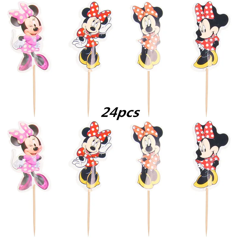 24pcs topper 20 шт./партия Минни тема Микки бумажные салфетки для вечеринки с днем рождения товары для вечеринок Минни бумажные полотенца для салфеток сувениры 33*33 см - Цвет: 24pcs topper