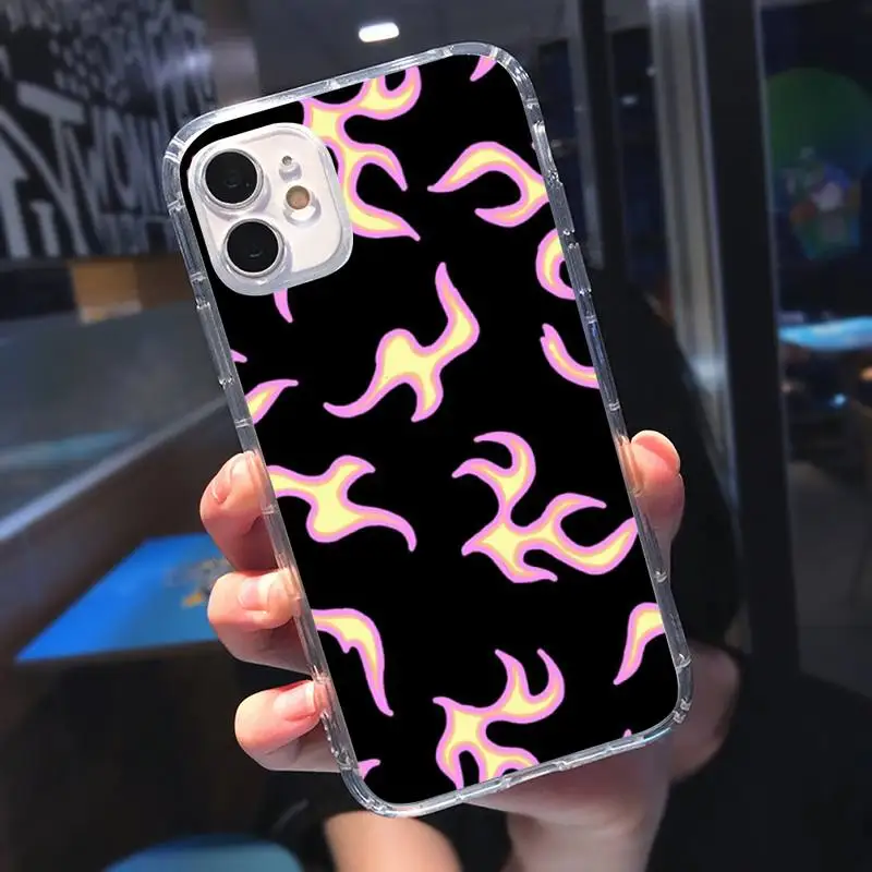 

Fashion flame Fire Phone Case Transparent soft For iphone 5 5s 5c se 6 6s 7 8 11 12 plus mini x xs xr pro max