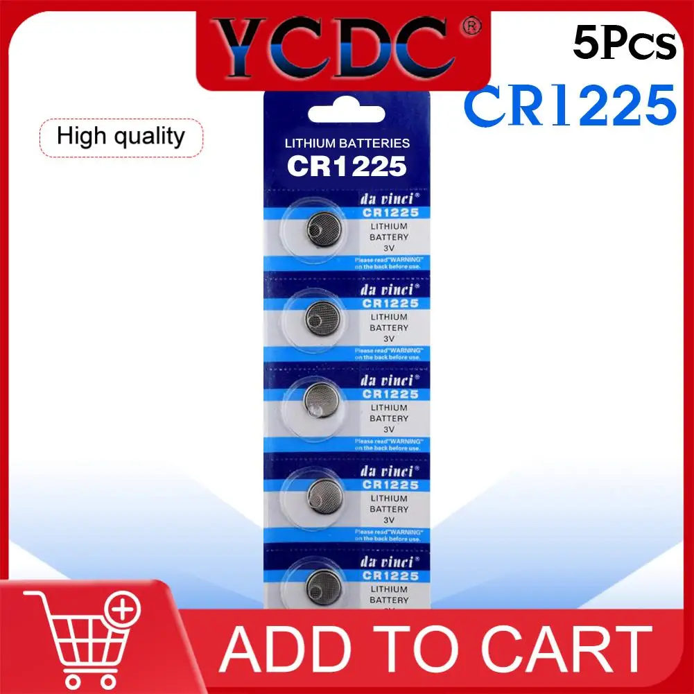 

YCDC Button Batteries 5pcs/pack CR1225 LM1225 BR1225 KCR1225 Cell Coin Lithium 3V for Watch Calculator toys MP3 Player