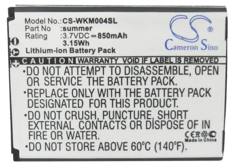 

Аккумулятор cameron sino на 850 мА · ч для мобильного телефона WIKO с мылом SUMMER, аккумулятор для смартфона