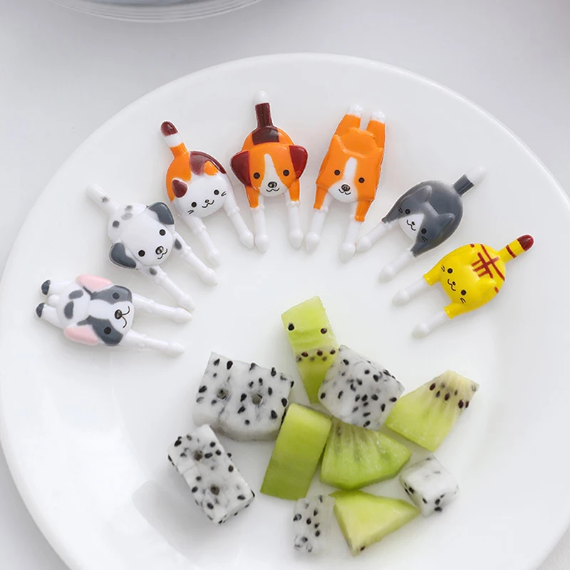 

6-12pcs Cute Mini Animal Cartoon Food Picks Children Snack Cake Dessert Food Fruit Forks Lunch Bento Accessories Party Decor